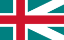 Teal banner with a Dolfik cross on it